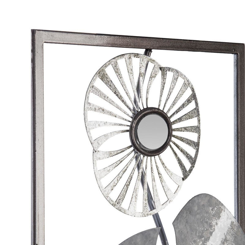 Déco Murale Métal Fleur Argent 25x61 Atmosphera