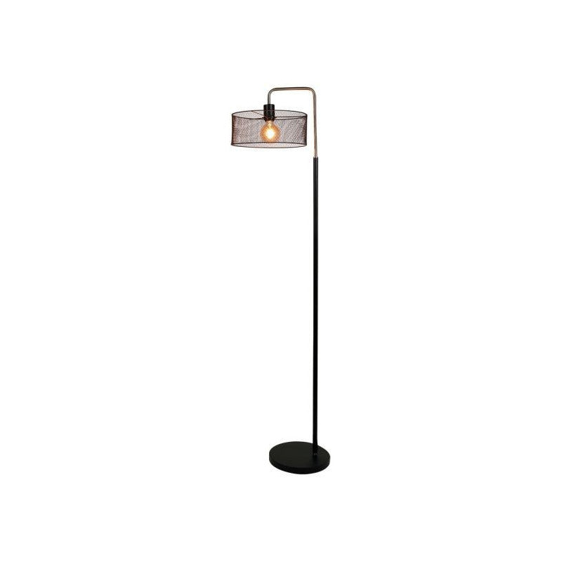 Lampadaire Métal Noir Et Doré Grillage Ostaria