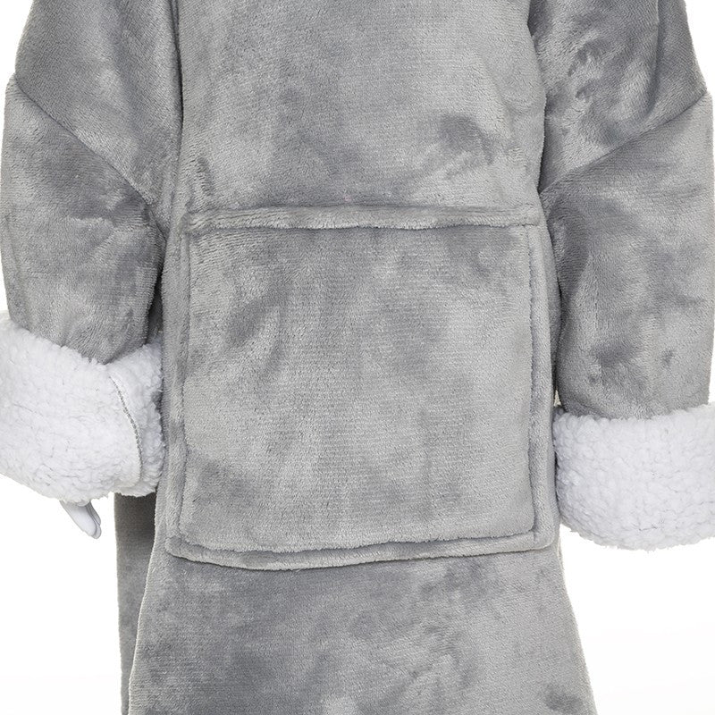 Sweat Plaid à Capuche Ours Gris Enfant Atmosphera