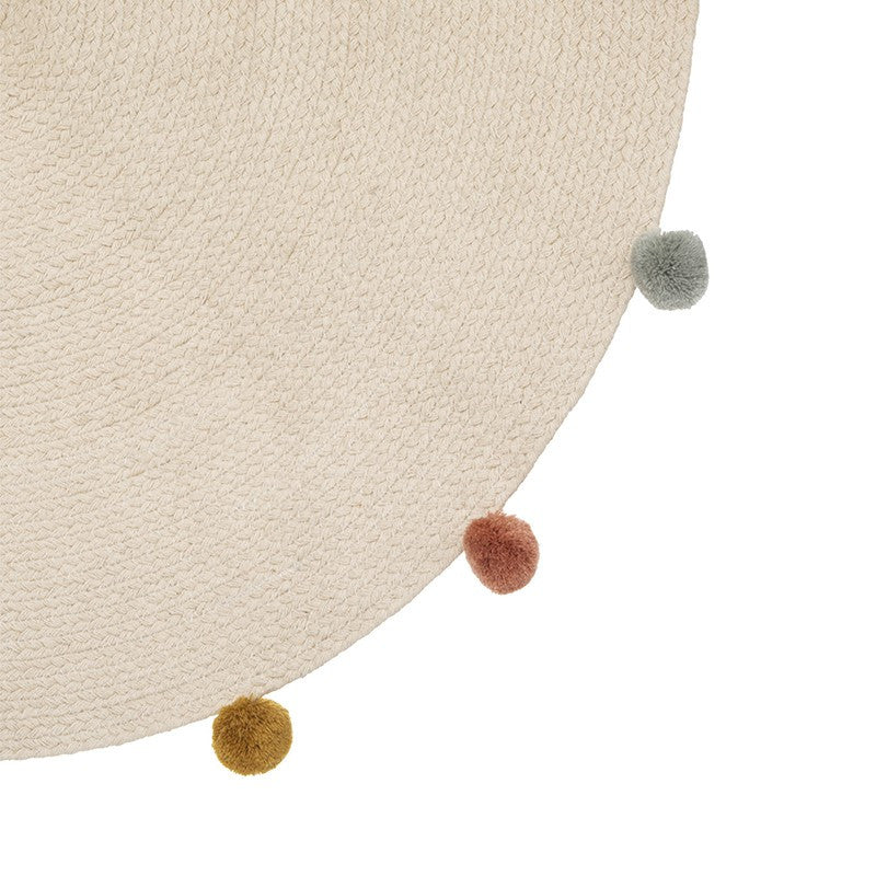 Tapis Rond D90 à Pompons Arlequin Atmosphera