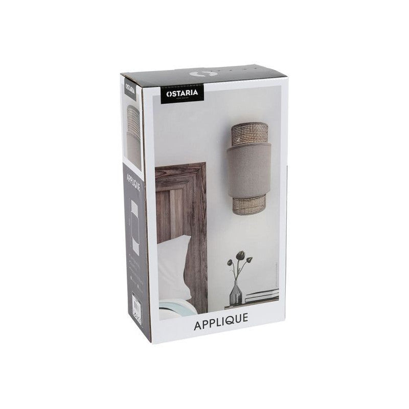  Applique Incurvée Rotin Et Tissu Beige Ostaria