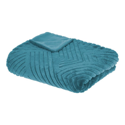  Plaid Géant 180x230 Fourrure Bleu Canard Atmosphera