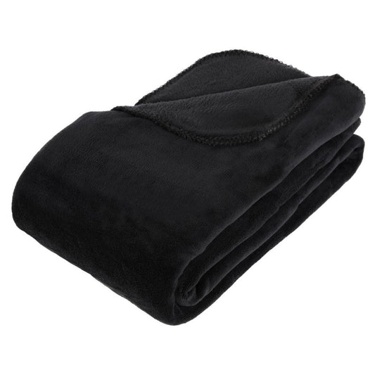 ATMOSPHERA Plaid Grand Modèle Microfibre 180x230 Cm Noir