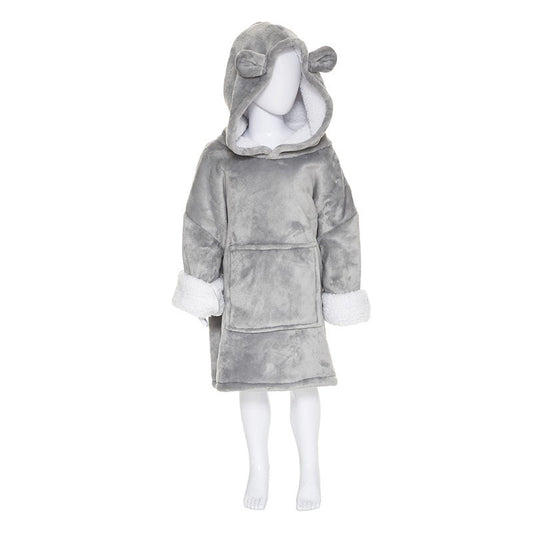  Sweat Plaid à Capuche Ours Gris Enfant Atmosphera